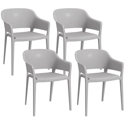 Set 4 Scaune Gradina PP Exterior – Spatar inalt & Cotiera, Stivuibile