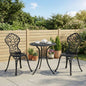 Set de Grădină 3 Piese cu 2 Scaune de Exterior și Masă Rotundă din Aluminiu, Negru