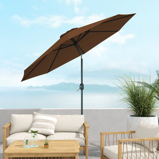 Umbrela de Gradina Inclinabila 3x2.45m in Poliester Impermeabil, Cafea