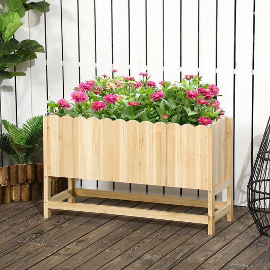 Jardiniera pentru exterior, verticala si de dimensiuni reduse din lemn de brad cu orificiu de scurgere si protectie interioara, 86x30x50 cm, culoarea lemnului