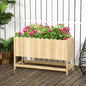 Jardiniera pentru exterior, verticala si de dimensiuni reduse din lemn de brad cu orificiu de scurgere si protectie interioara, 86x30x50 cm, culoarea lemnului