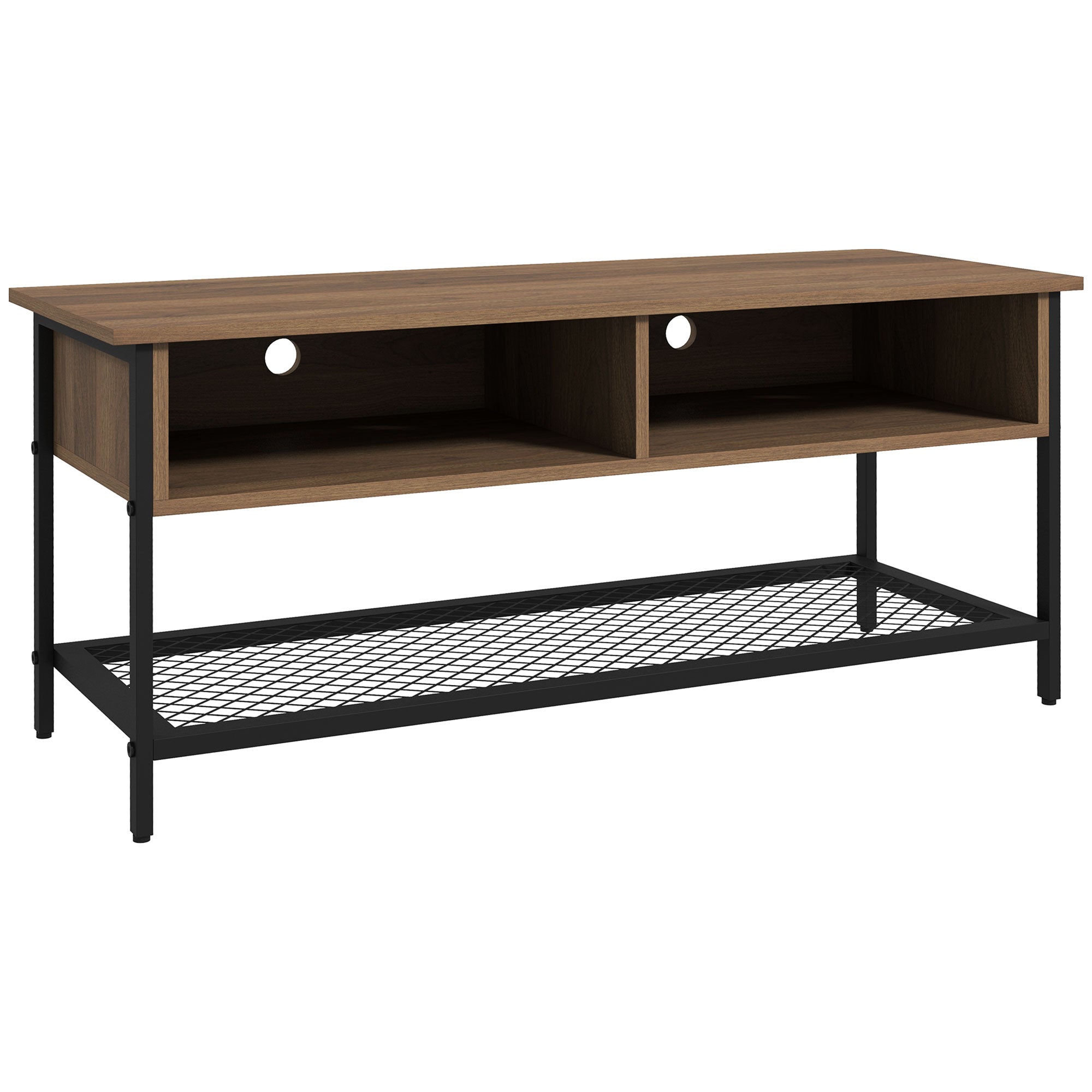 Mobilier TV pentru televizoare de până la 48" în stil industrial din lemn și oțel, 110x40x48cm, maro și negru