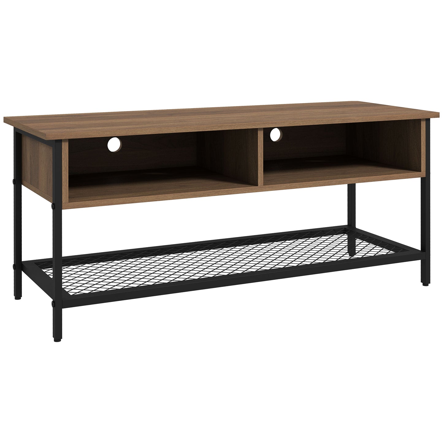 Mobilier TV pentru televizoare de până la 48" în stil industrial din lemn și oțel, 110x40x48cm, maro și negru