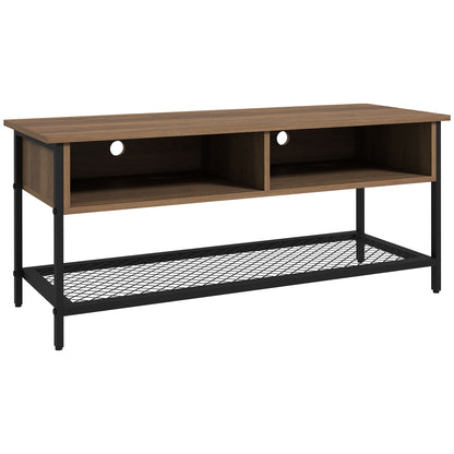 Mobilier TV pentru televizoare de până la 48" în stil industrial din lemn și oțel, 110x40x48cm, maro și negru