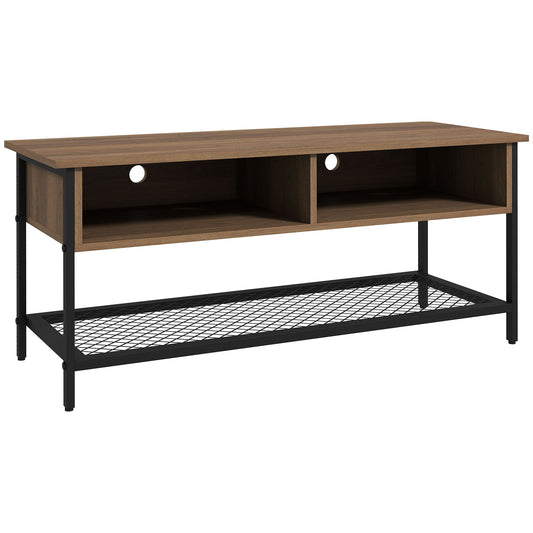 Mobilier TV pentru televizoare de până la 48" în stil industrial din lemn și oțel, 110x40x48cm, maro și negru