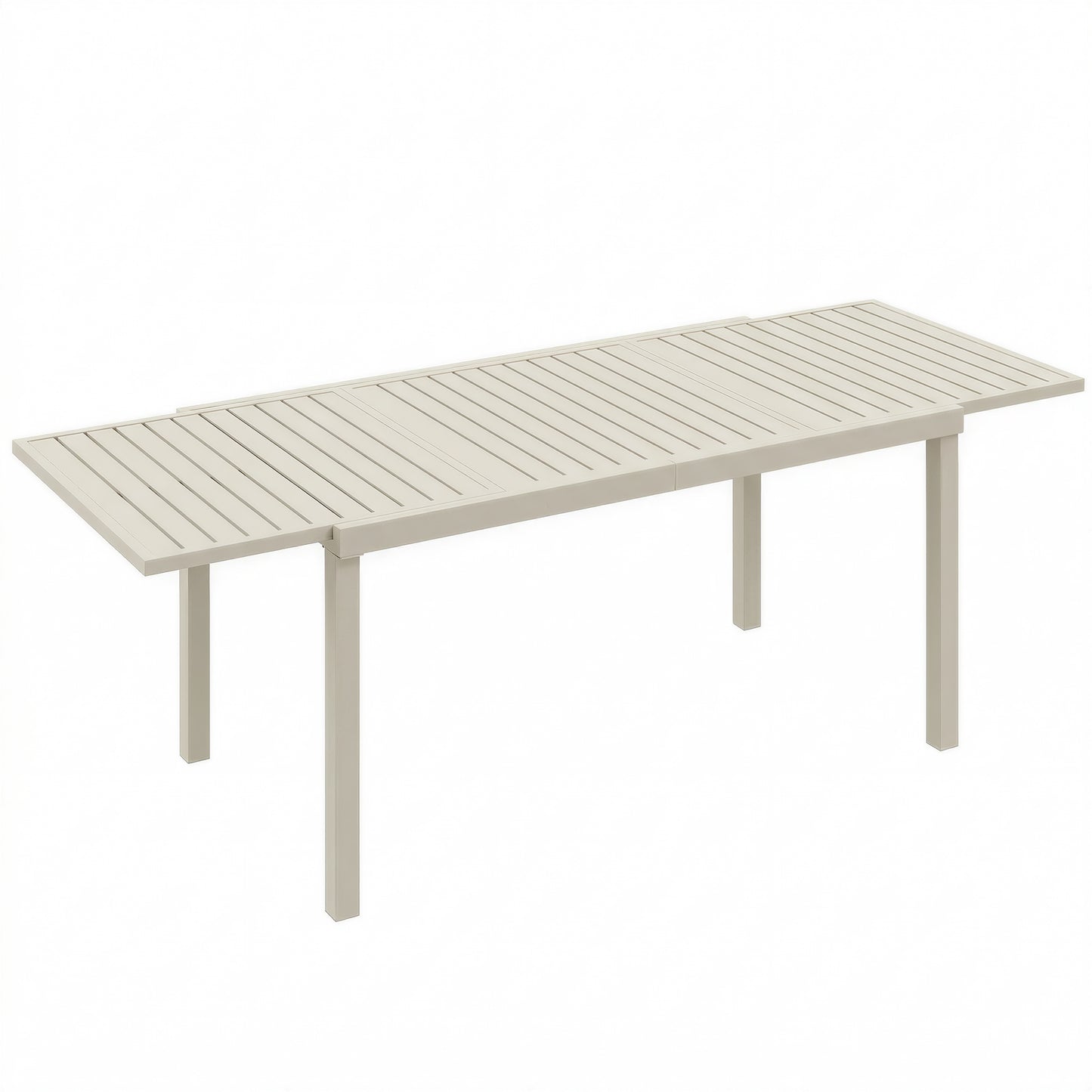 Masă de Grădină Extensibilă pentru 6-8 Persoane, din Aluminiu cu Blat cu Lamele, Alb