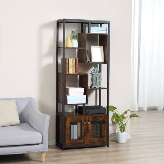biblioteca stil industrial, 70x30x180cm, maro