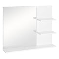 Mobilier Dulap Baie cu Oglinda si 3 Rafturi in MDF Alb 60 x 10 x 48cm MBE-272