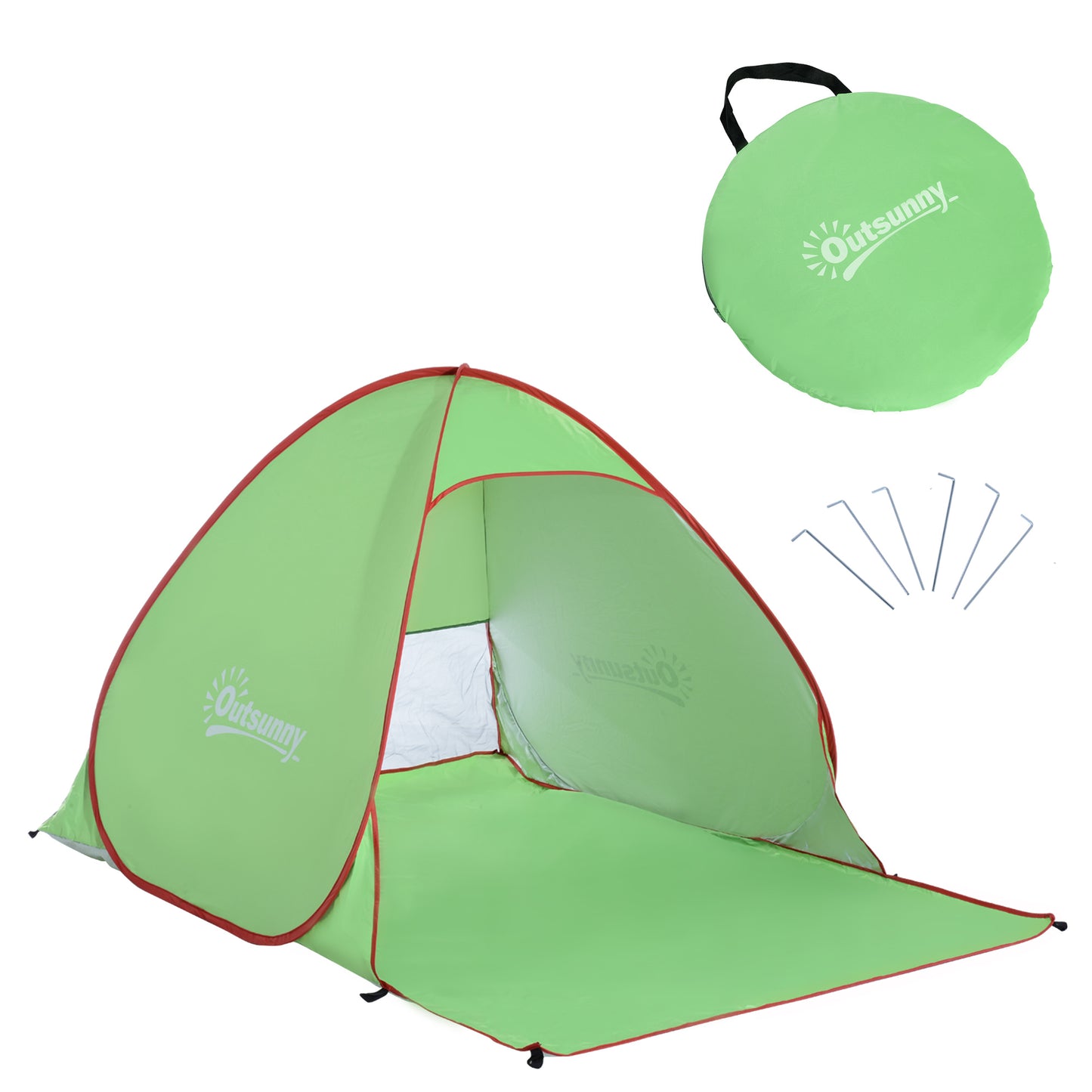 Cort de Plajă  Pop Up cu Protecție UV 30+ și Geantă de Transport, 200x150x119 cm, Verde