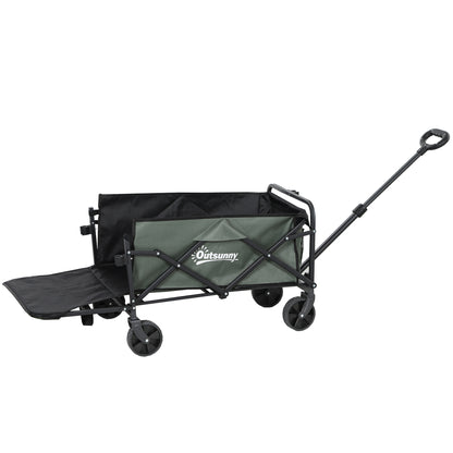 Cărucior de Grădină 95L Pliabil cu Panou Rabatabil, din Oțel și Poliester, 125x48x78-102 cm, Verde