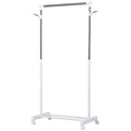 Appendiabiti Stender ad Altezza Regolabile con 4 Rotelle Bianco Argento