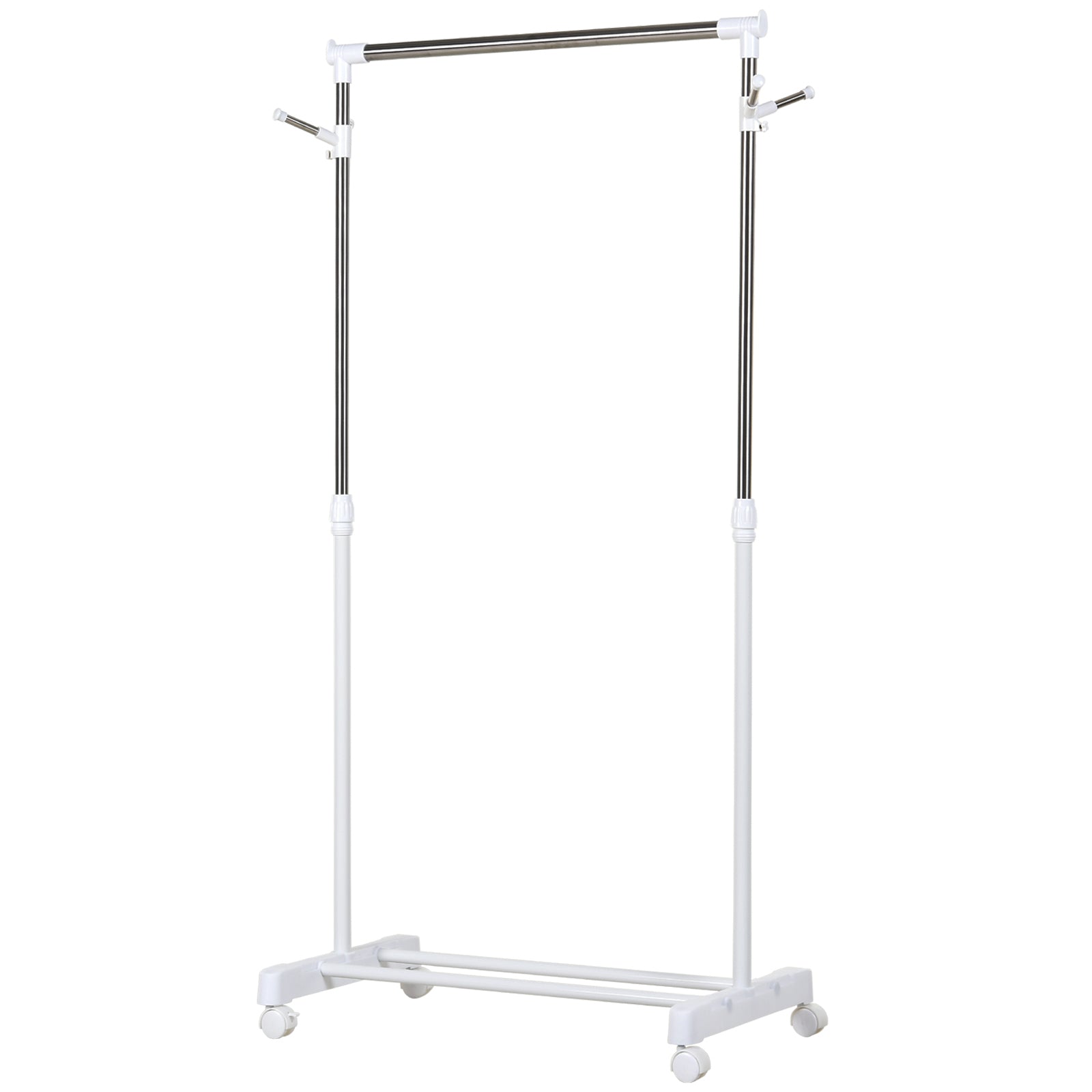 Appendiabiti Stender ad Altezza Regolabile con 4 Rotelle Bianco Argento