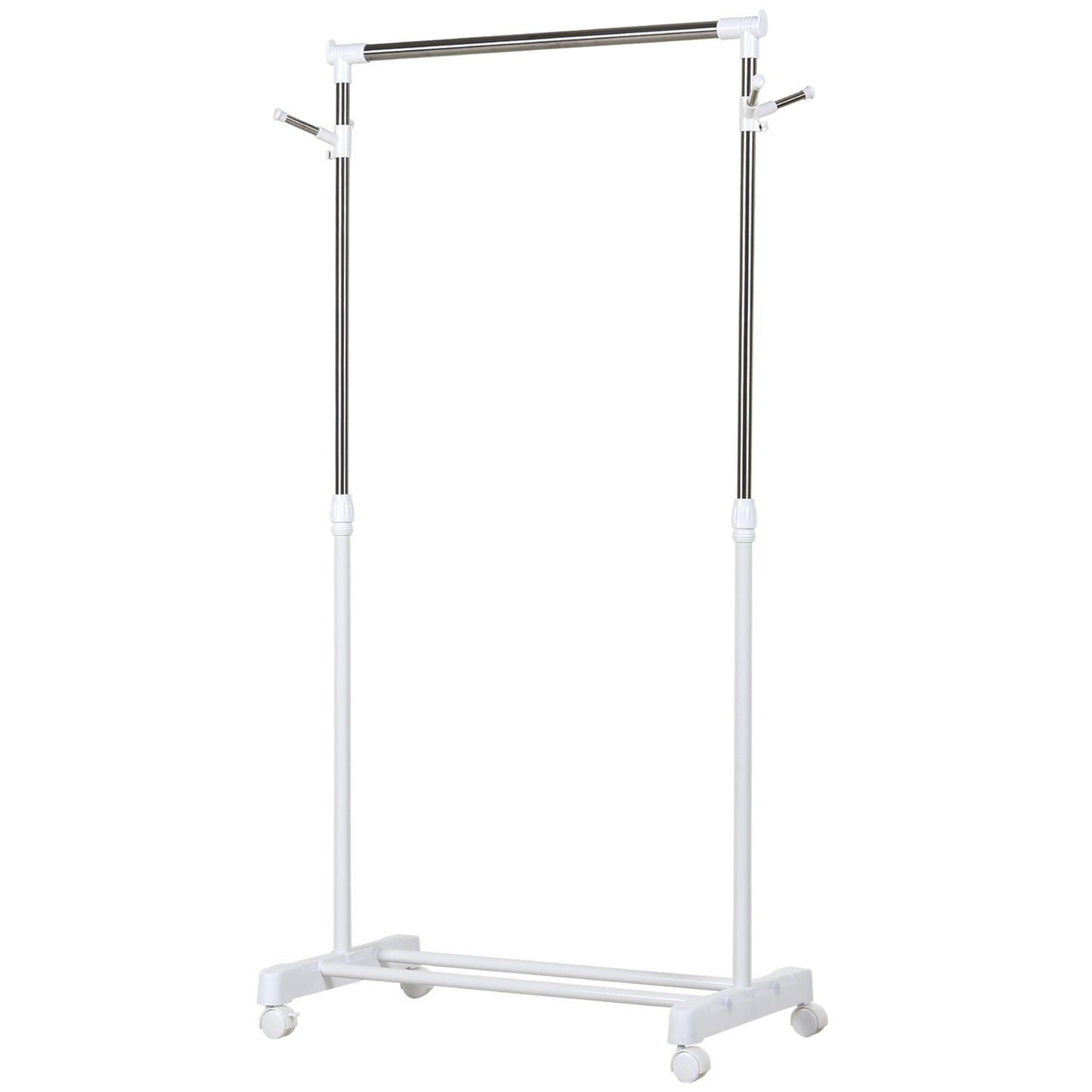 Appendiabiti Stender ad Altezza Regolabile con 4 Rotelle Bianco Argento