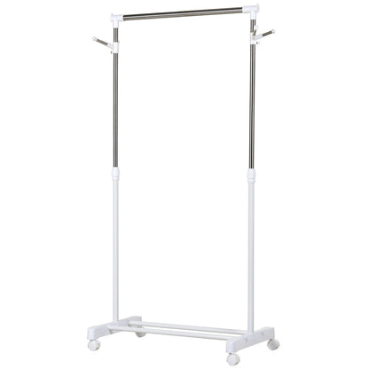 Appendiabiti Stender ad Altezza Regolabile con 4 Rotelle Bianco Argento