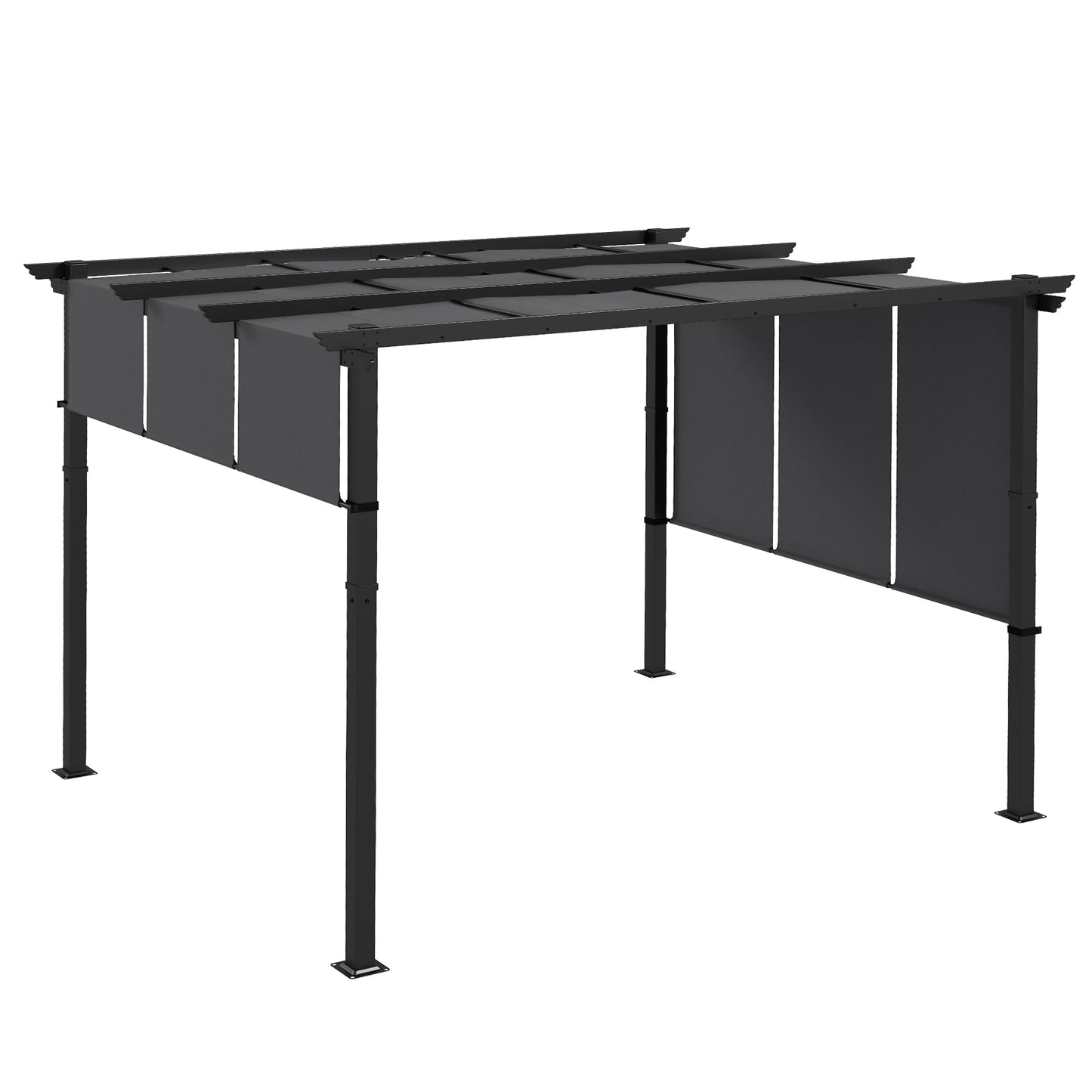 Pergolă Gazebo 3x3,5 m cu 3 Acoperișuri Reglabile din Oțel și Poliester Anti-UV, Gri