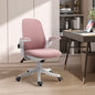 Scaun de Birou Ergonomic Reglabil pe Înălțime, din Material cu Efect de Catifea, 62.5x60x94-104 cm, Alb și Roz