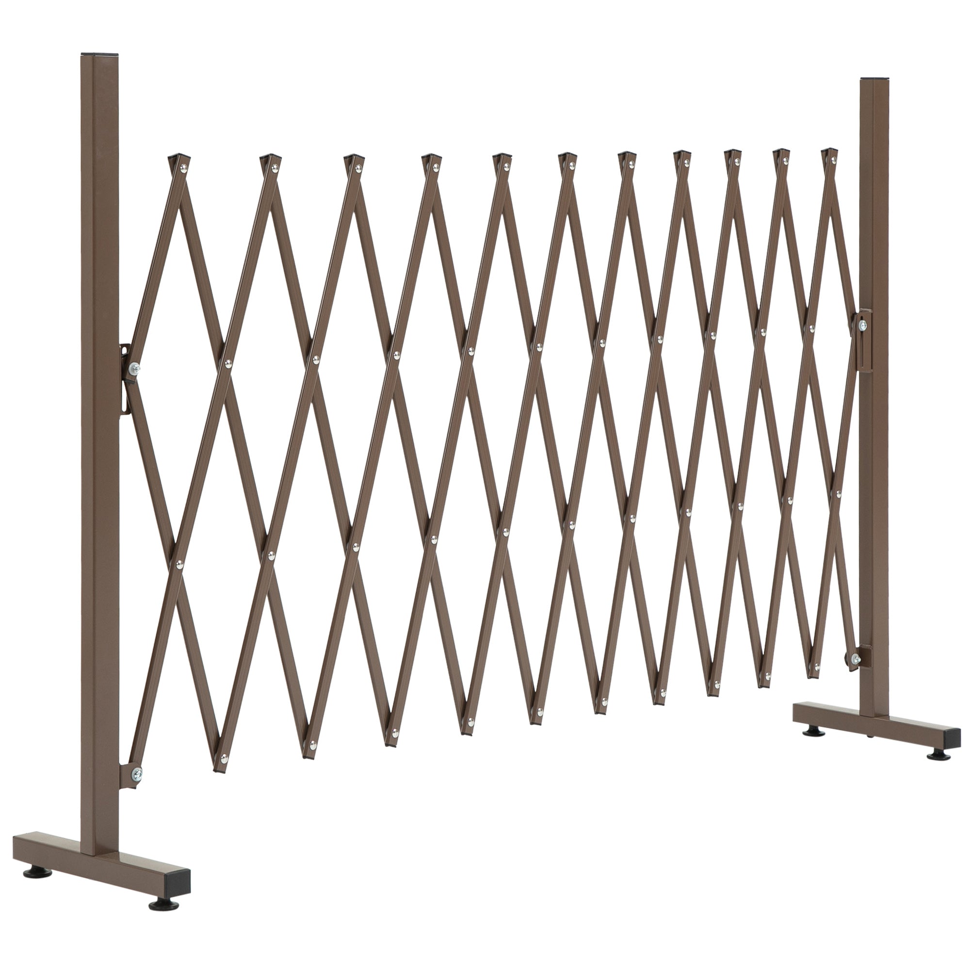 Gard de Grădină cu Lățime Reglabilă, Gard de Grădină Multifuncțional din Metal și Aluminiu, 300x31x103,5 cm, Maro Închis