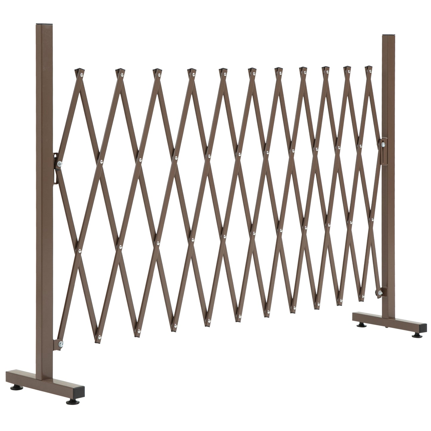 Gard de Grădină cu Lățime Reglabilă, Gard de Grădină Multifuncțional din Metal și Aluminiu, 300x31x103,5 cm, Maro Închis