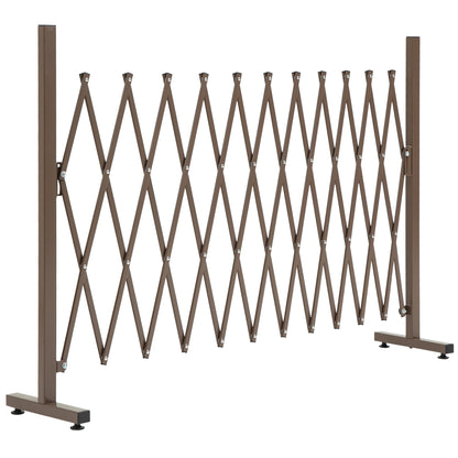 Gard de Grădină cu Lățime Reglabilă, Gard de Grădină Multifuncțional din Metal și Aluminiu, 300x31x103,5 cm, Maro Închis