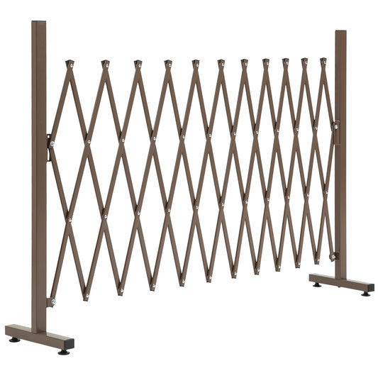 Gard de Grădină cu Lățime Reglabilă, Gard de Grădină Multifuncțional din Metal și Aluminiu, 300x31x103,5 cm, Maro Închis