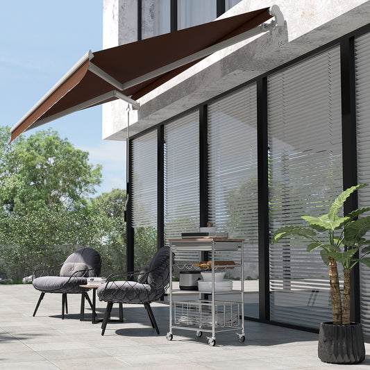 Copertina de Soare pentru Exterior care se Ruleaza cu Manivela din Metal si Aluminiu, 395x245cm, Rosu Ruginiu