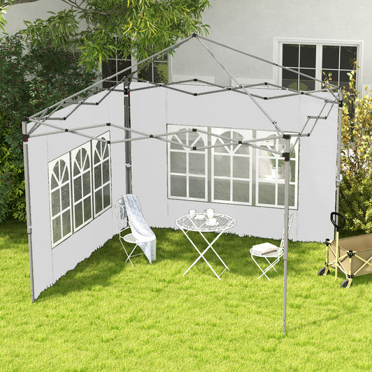Pereți Laterali pentru Foișor 3x3 sau 3x4 cu Ferestre Incluse, din Plastic și Țesătură Oxford, 295x195 cm, Alb