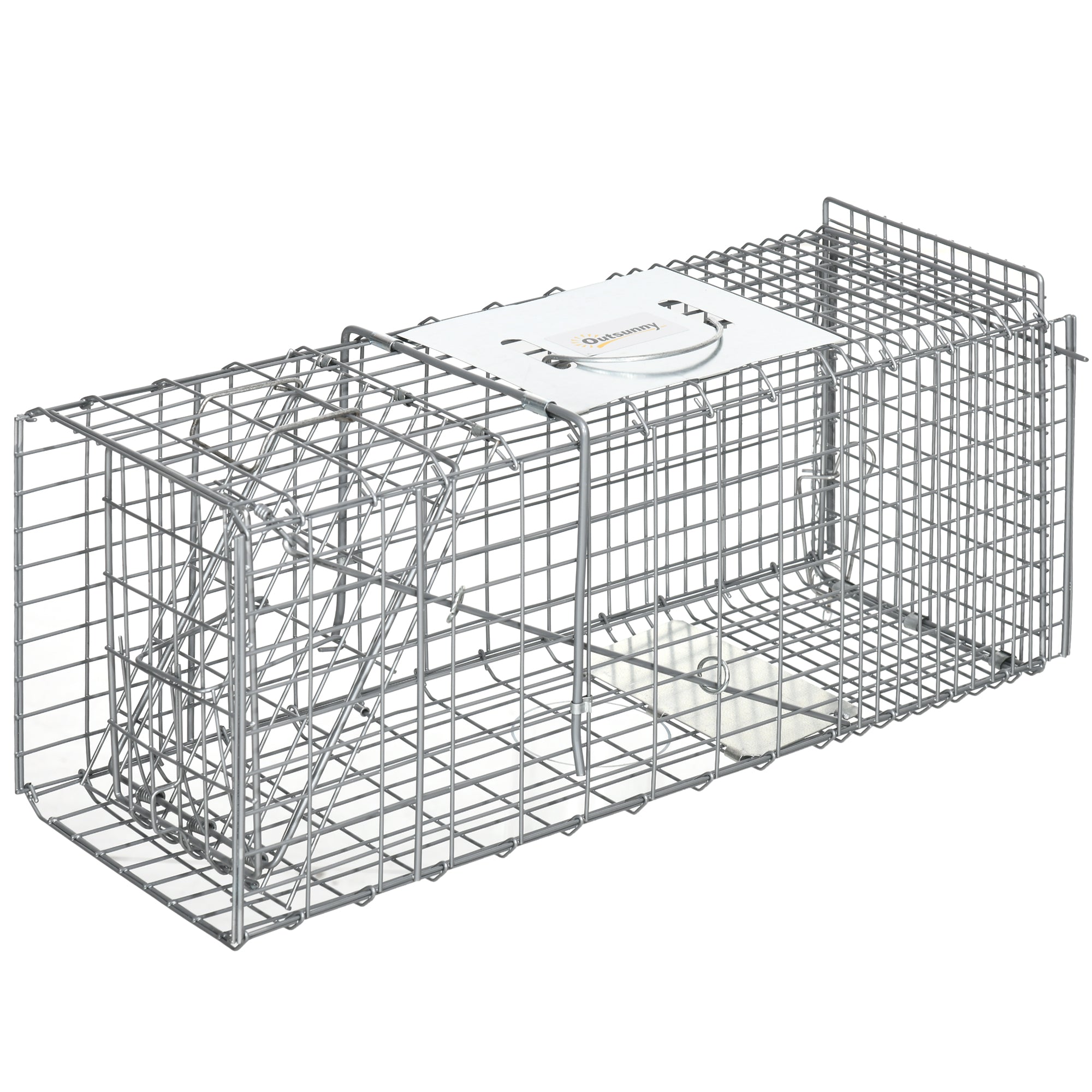 Capcana pentru animale , 66 x 24 x 30,5 cm Cusca umana pentru rozatoare pentru iepuri, veverite, nurci, vole, argintie
