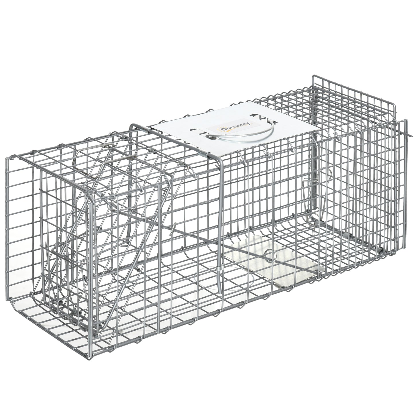Capcana pentru animale , 66 x 24 x 30,5 cm Cusca umana pentru rozatoare pentru iepuri, veverite, nurci, vole, argintie