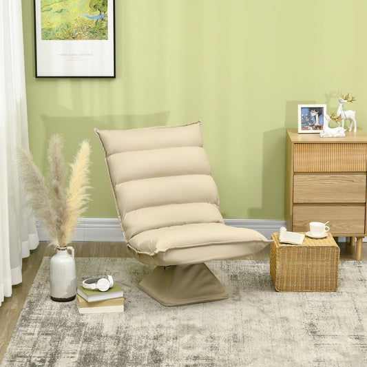 Fotoliu Relax din material capitonat cu pivotare la 360°, fotoliu rabatabil pe 3 nivele 62x62x95cm, bej