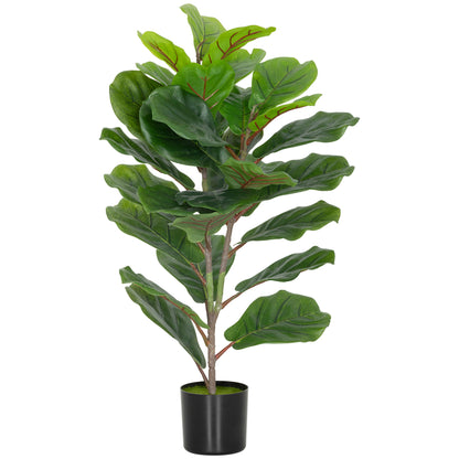 Plantă Artificială Ficus Lyrata Înaltă de 80 cm, Decorativă pentru Interior cu Ghiveci, Verde