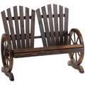 Bancă de Grădină din Lemn Stil Rustic cu Brațe în Formă de Roată, 108x66x95cm, Culoare Lemn