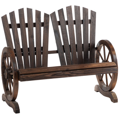 Bancă de Grădină din Lemn Stil Rustic cu Brațe în Formă de Roată, 108x66x95cm, Culoare Lemn