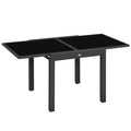 Masă de Grădină Extensibilă cu Blat din Sticlă 80-160x80x75 cm Negru