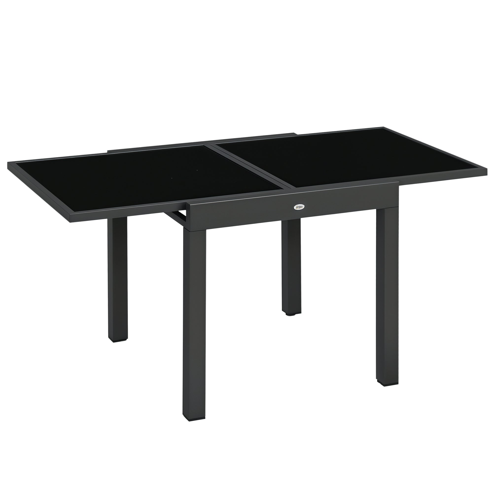 Masă de Grădină Extensibilă cu Blat din Sticlă 80-160x80x75 cm Negru