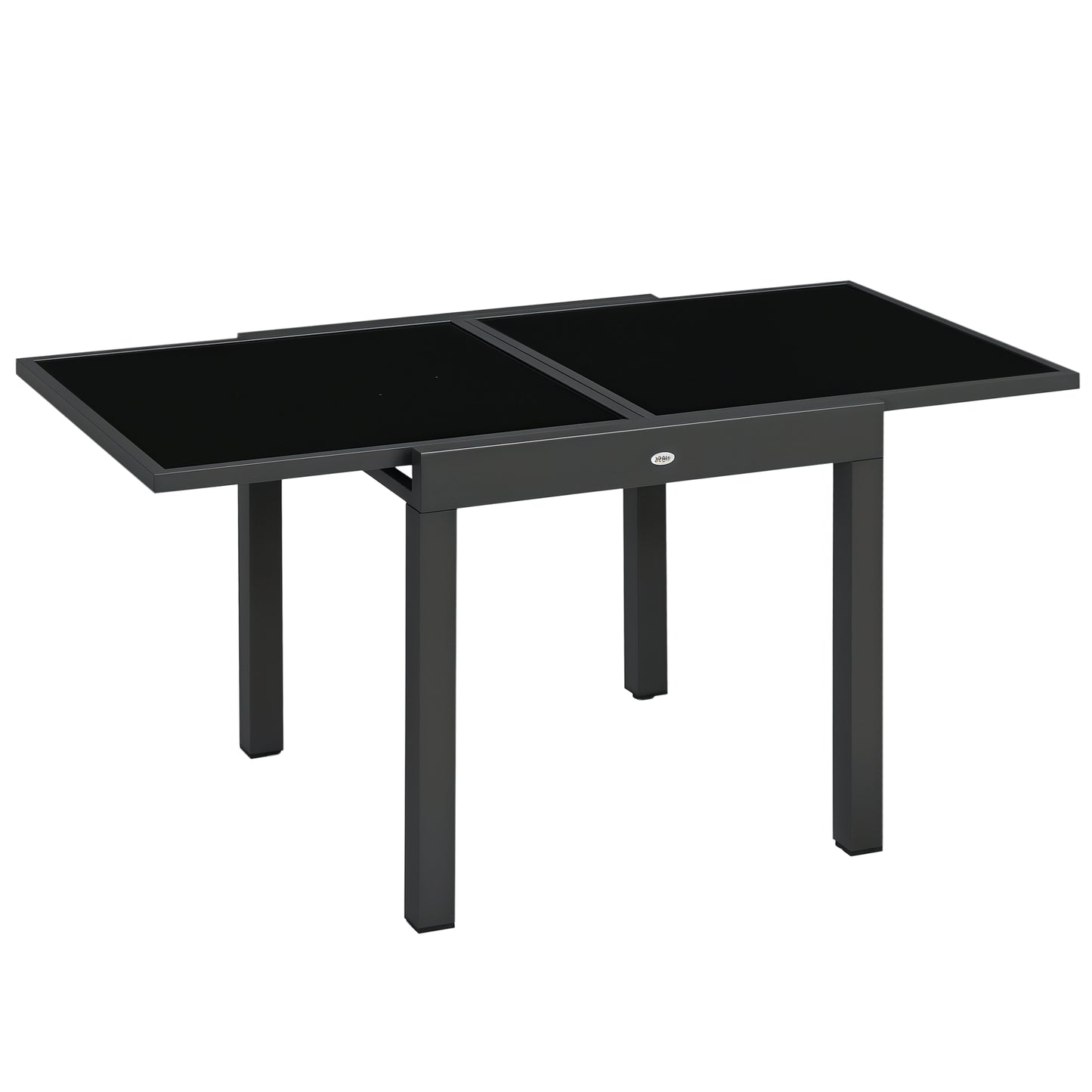 Masă de Grădină Extensibilă cu Blat din Sticlă 80-160x80x75 cm Negru
