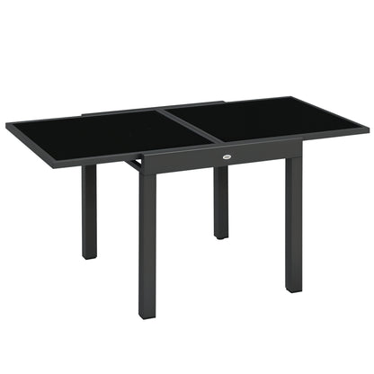 Masă de Grădină Extensibilă cu Blat din Sticlă 80-160x80x75 cm Negru