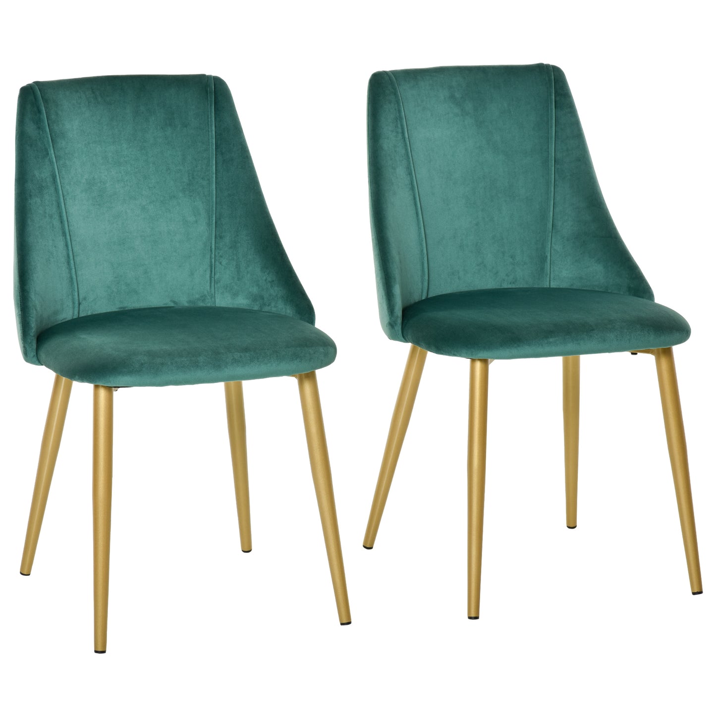 Scaune Moderne și Capitonate, Set din 2 Piese pentru Salon, Sufragerie, Bucătarie sau Zona de Servit Masa, 50x56.5x85 cm, Verde