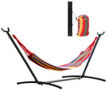 Hamac  Portabil cu suport din otel si bumbac multicolor