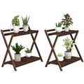 Set de 2 Suporturi pentru Plante cu 2 Niveluri, 73x36x64 cm, Maro