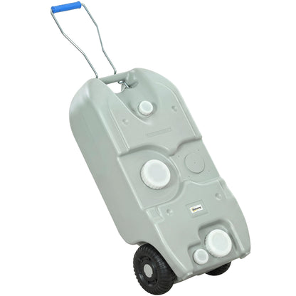 Rezervor pentru Apă de Camping 40L cu Roți și Mâner Reglabil, Tub și Robinet Inclus, Gri