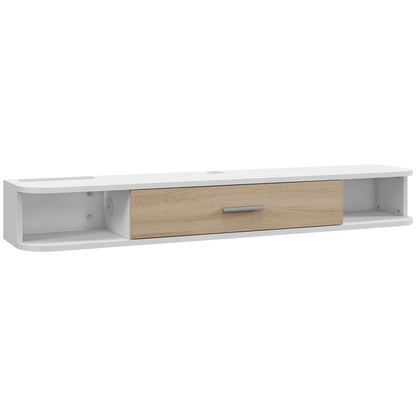 ，Suport TV，Cu 2 Rafturi Deschise și Dulap cu Ușă Rabatabilă，MDF，120cm x 26cm x 16cm，Alb, gri
