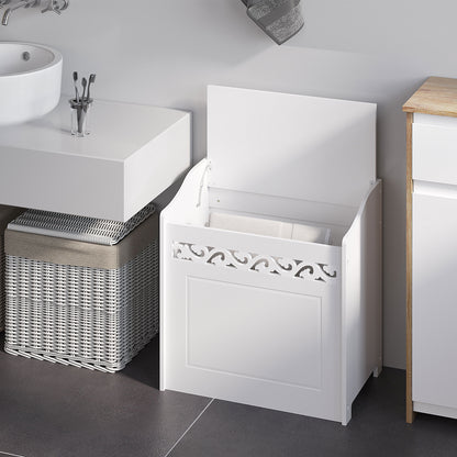 Dulap de depozitare alb cu model sculptat – mobilier pentru lenjerii, haine și jucării 55×34×58 cm