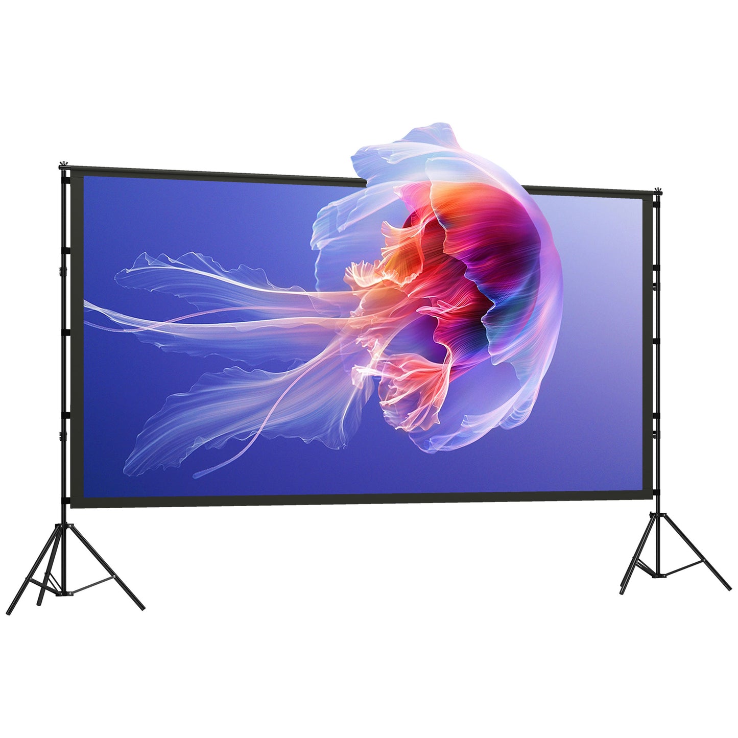 Ecran pentru Proiector 120" 16:9 HD 4K/8K, Unghi de Vizualizare 160°, Dublă Față și Trepied Pliabil, Alb