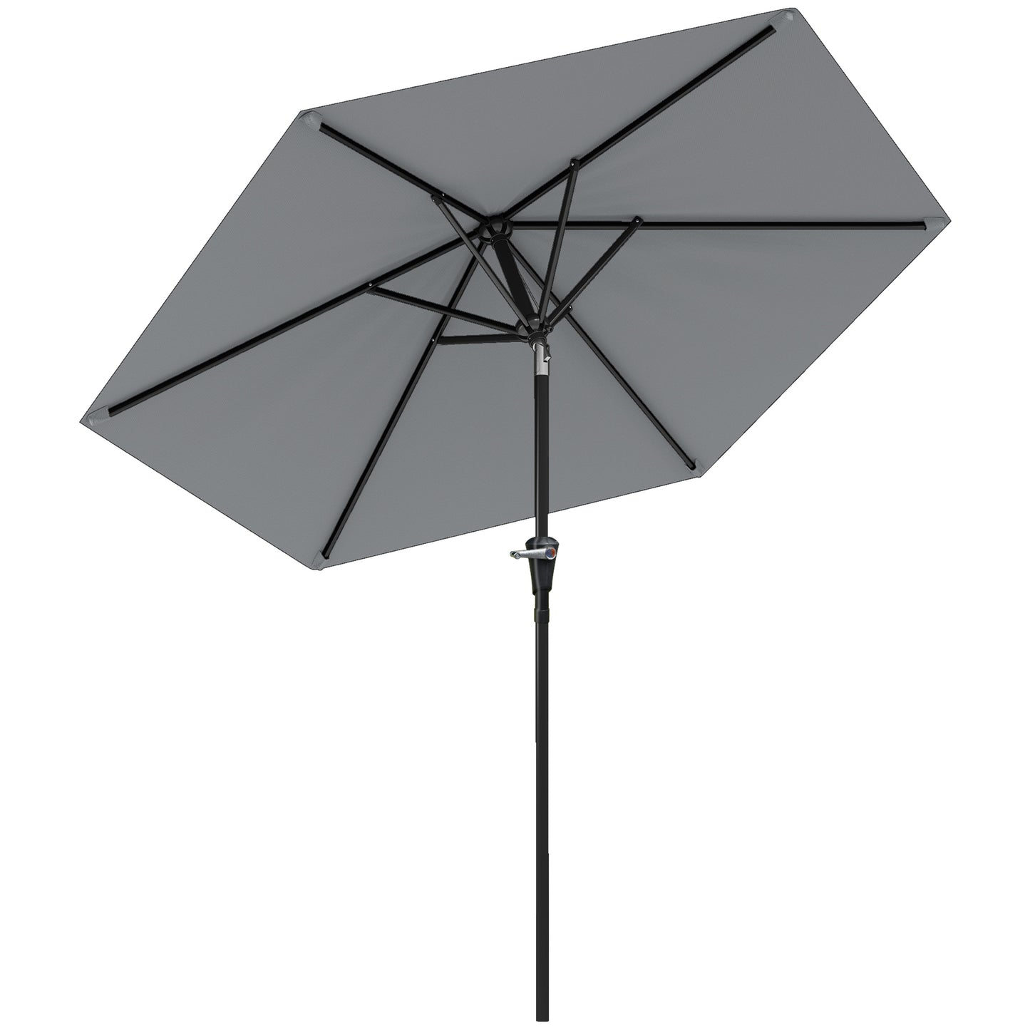 Umbrelă de grădină înclinabilă, 2.3x2m, cu deschidere cu manivelă și 6 spițe, gri