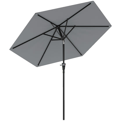 Umbrelă de grădină înclinabilă, 2.3x2m, cu deschidere cu manivelă și 6 spițe, gri