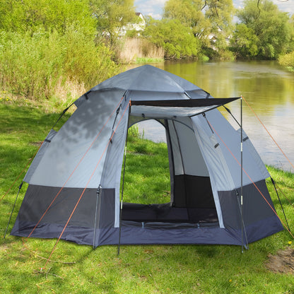 Cort de Camping pentru 2 Persoane cu Deschidere Automată și Accesorii Incluse, 2.6x2.6x1.5 m, Gri