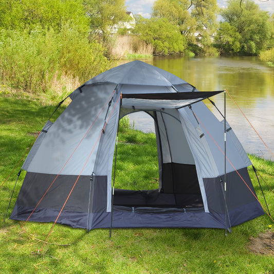 Cort de Camping pentru 2 Persoane cu Deschidere Automată și Accesorii Incluse, 2.6x2.6x1.5 m, Gri