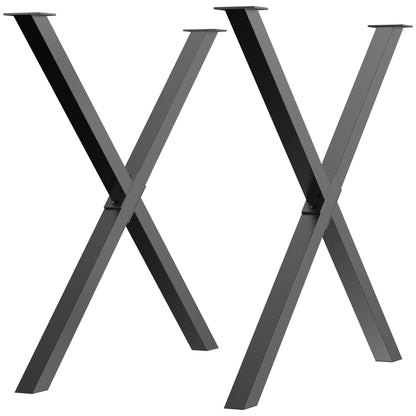 Set 2 Picioare pentru Masa Birou Otel in Forma de X 80 cm – Negru