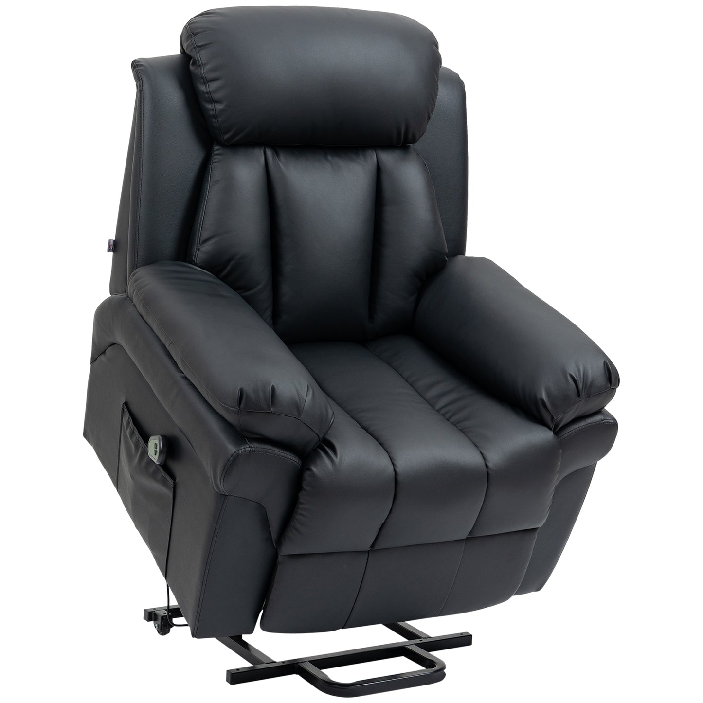 Fotoliu Recliner Electric cu Funcție de Ridicare, Tapițerie Groasă și Telecomandă, 96x93x105 cm, Negru
