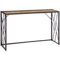 Consola 120cm, masa canapea industriala cu cadru metalic pentru sufragerie, hol, maro